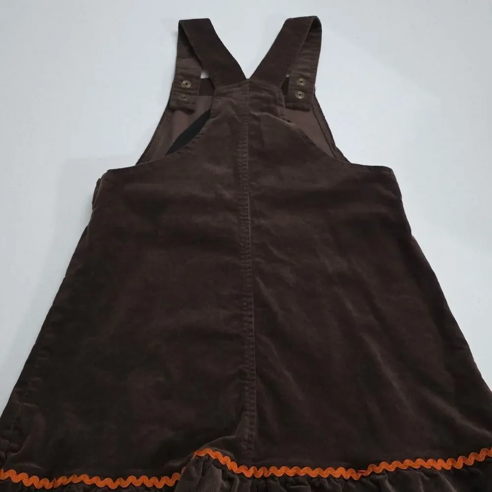 Gymboree Girls Embroidered Turkey Thanksgiving Corduroy Overalls Dress Size 10
